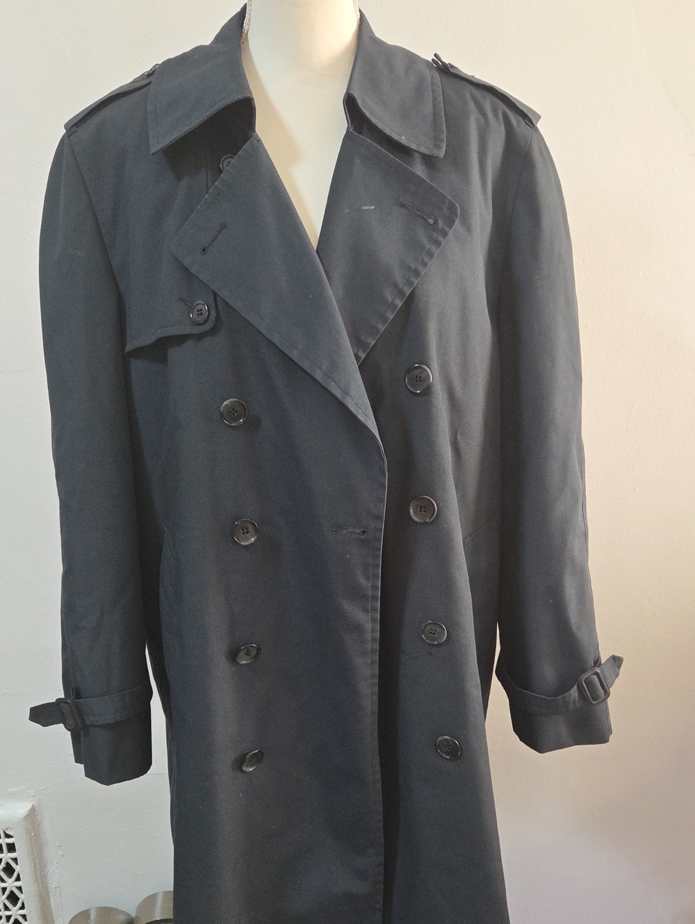 London Fog Grey Double-Breasted Trench Coat 38 Short  No Belt